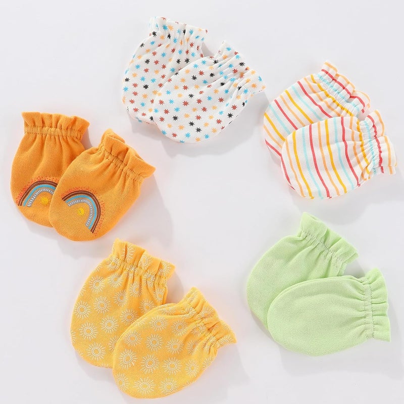 MAMIMAKA Newborn Baby Boy Girl Caps Mittens Socks Set Cotton Baby Essentials Accessories (Hats+Gloves+Socks) - Image 3